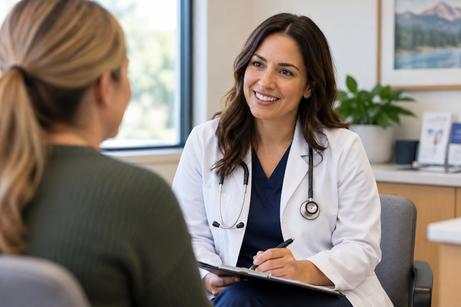 Doctor talking with a patient during a private STI testing consultation